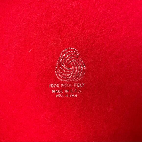 Vintage Red Bolero Hat 100% Wool Felt Black Ribbon and Coin - Picture 7 of 10